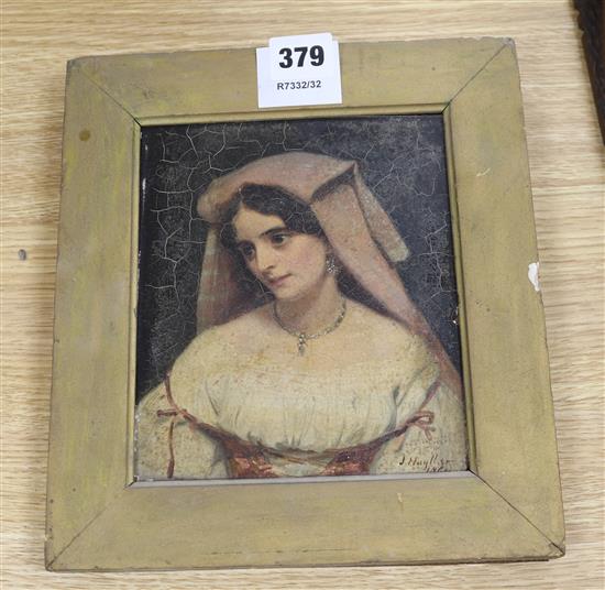 James Hayllar, oil on panel, study of an Italian woman, signed and dated 1864, 7 x 6in.